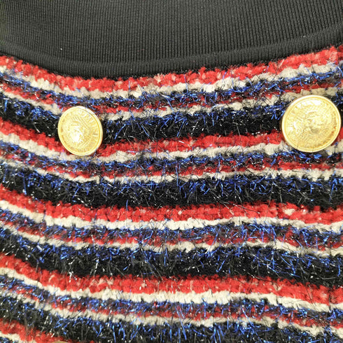 バルマン BALMAIN フランス製 マルチカラー ボタンニットスカート レディース 34