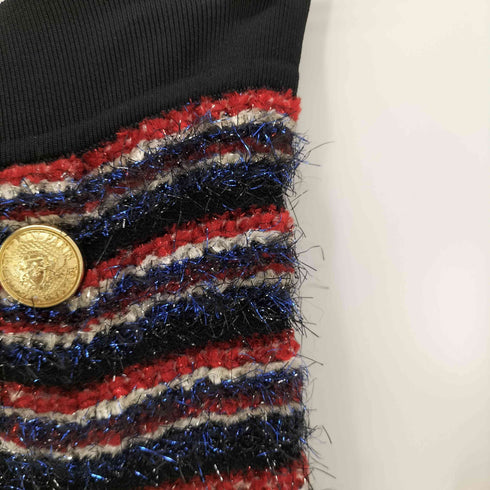 バルマン BALMAIN フランス製 マルチカラー ボタンニットスカート レディース 34