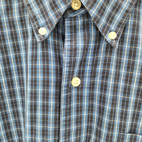 チャップス CHAPS STRETCH EASY CARE ロゴ 刺繍 マドラスチェック B.D シャツ メンズ XLT