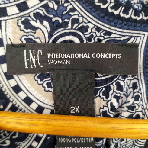I-N-C ペイズリー柄ノースリーブワンピース レディース 2X