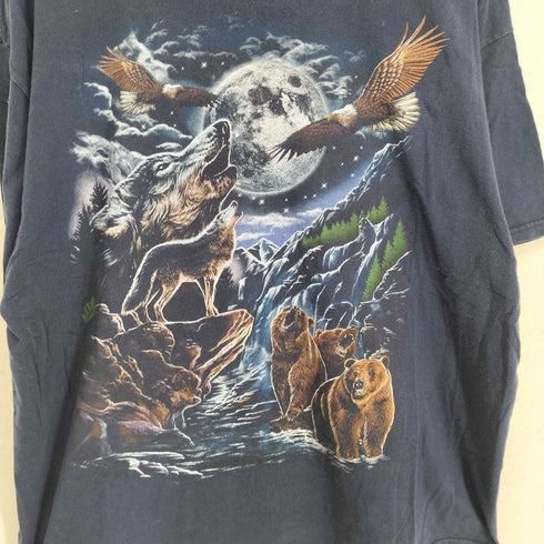 フロントアニマルプリントクルーネックTシャツ メンズ