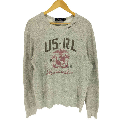 ポロラルフローレン POLO RALPH LAUREN US-RL MARAUDERS イカリ イーグル プリント 裏起毛 両面Vガゼット コットンポリ クルーネック スウェット メンズ 170/92A