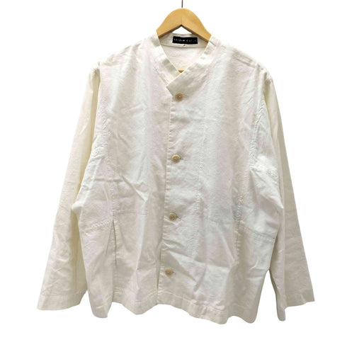 シリンギルド SHIRIN GUILD 00S 英国製 平面 ステッチ パターン クロスカラー リネン コットン シャツ ジャケット メンズ import:M