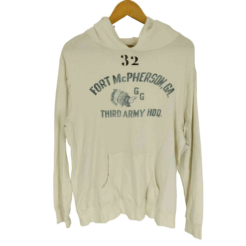 32 FORT MCPHERSON GA GG THIRO ARMY HDQ キャラクタープリント リバースウィーブ型 プルオーバー パーカー メンズ
