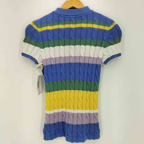 ポロラルフローレン POLO RALPH LAUREN ポニー刺繍 コットン マルチボーダー ニットポロシャツ レディース import:XS