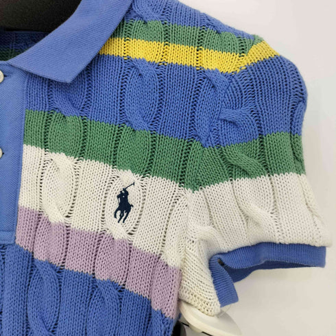 ポロラルフローレン POLO RALPH LAUREN ポニー刺繍 コットン マルチボーダー ニットポロシャツ レディース import:XS