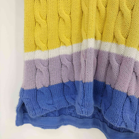 ポロラルフローレン POLO RALPH LAUREN ポニー刺繍 コットン マルチボーダー ニットポロシャツ レディース import:XS