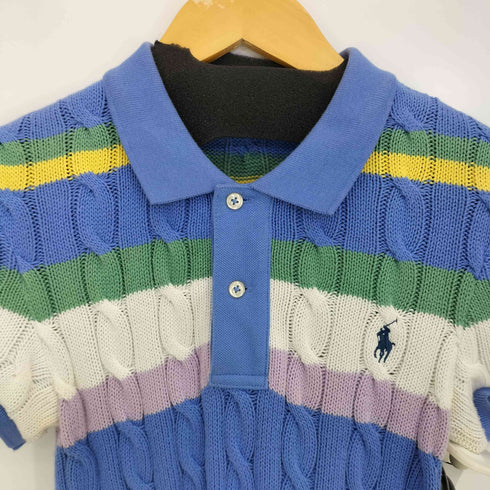 ポロラルフローレン POLO RALPH LAUREN ポニー刺繍 コットン マルチボーダー ニットポロシャツ レディース import:XS