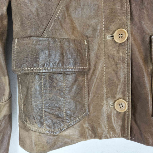 RUFFO RESEARCH MADE IN ITALY 退色加工レザーテーラードジャケット import レディース 38