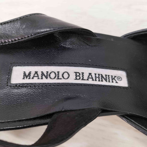 マノロブラニク MANOLO BLAHNIK リボンデザイン ポインデットトゥ ゼブラ柄 ハラコ ミュール ヒールパンプス レディース 40
