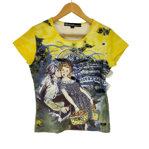 ミスシックスティ MISS SIXTY ビーズ装飾デザインプリントTシャツ レディース L