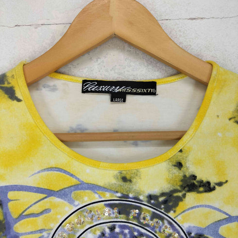 ミスシックスティ MISS SIXTY ビーズ装飾デザインプリントTシャツ レディース L