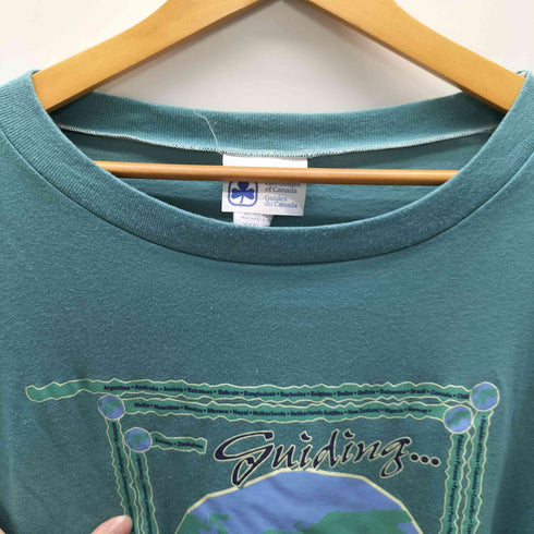 90S Girl Guides of Canada カナダ製 guiding it's Evrywhere 地球儀 プリント Tシャツ 袖シングルステッチ メンズ XXXL