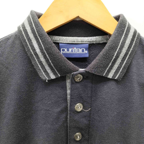 ピューリタン PURITAN ボーダー 切替 リブライン L/S ポロ シャツ メンズ
