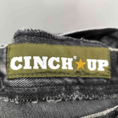 CINCH UP ロゴ パッチ 5ポケット テーパード ブラック デニム パンツ レディース 29×38