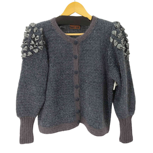 イヴサンローラン Yves Saint Laurent tricots デザインラメニットカーディガン レディース import:M