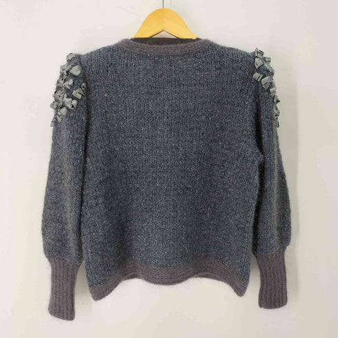 イヴサンローラン Yves Saint Laurent tricots デザインラメニットカーディガン レディース import:M