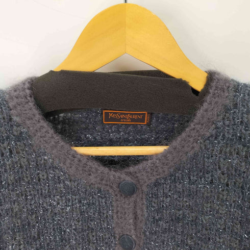 イヴサンローラン Yves Saint Laurent tricots デザインラメニットカーディガン レディース import:M