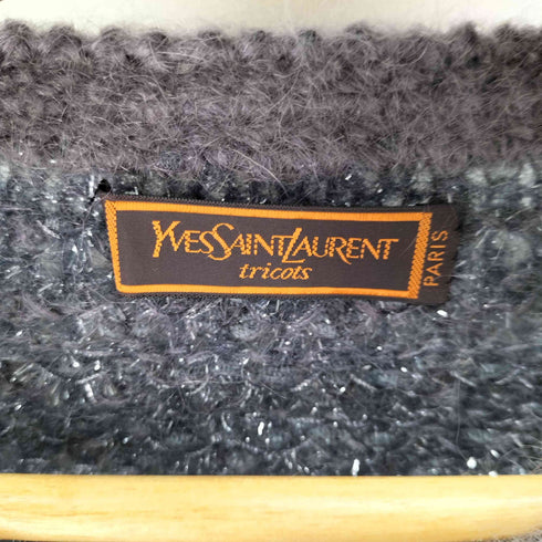 イヴサンローラン Yves Saint Laurent tricots デザインラメニットカーディガン レディース import:M