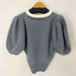 イヴサンローラン Yves Saint Laurent tricots 襟付きパフスリーブニット レディース import:M
