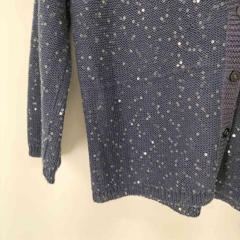 VITTORIA SEDICI イタリア製 HAND MADE リネン混 スパンコールカーディガン レディース 40