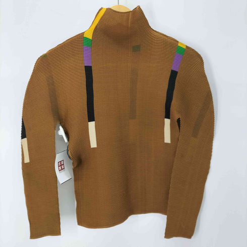 イッセイミヤケミー ISSEY MIYAKE me ボックスプリーツ プリント ボトルネック カットソー レディース ONE SIZE