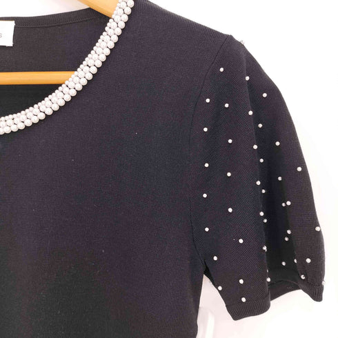 クレージュ courreges ビジュー パール装飾 半袖ニットソー サマーニット レディース 38