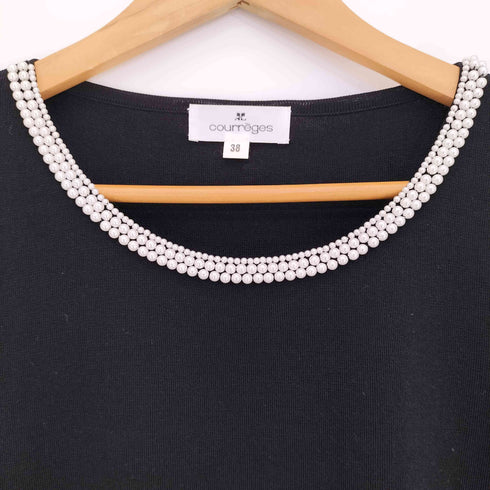 クレージュ courreges ビジュー パール装飾 半袖ニットソー サマーニット レディース 38
