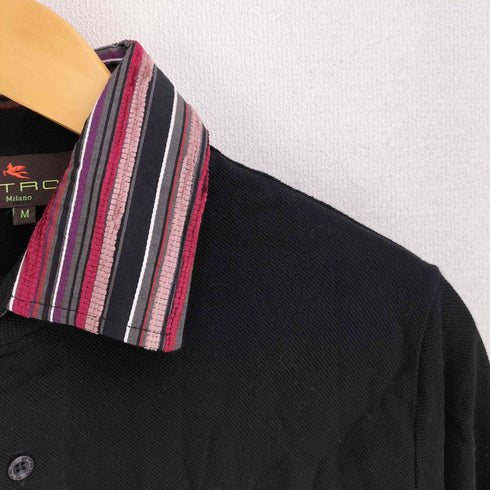エトロミラノ ETRO MILANO マルチストライプ ロゴ刺繍 L/S ポロシャツ メンズ import:M
