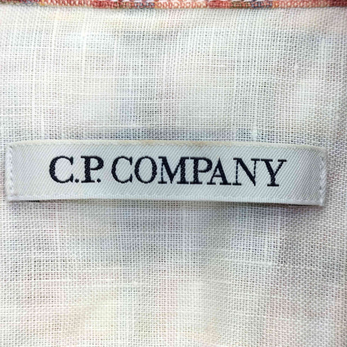 シーピーカンパニー C.P.COMPANY プロントポケット リネンチェック半袖シャツ メンズ M