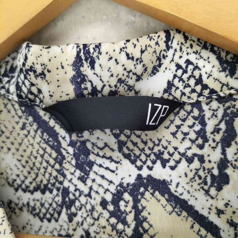 ZIP ポリエステル パイソン柄 開襟シャツ メンズ