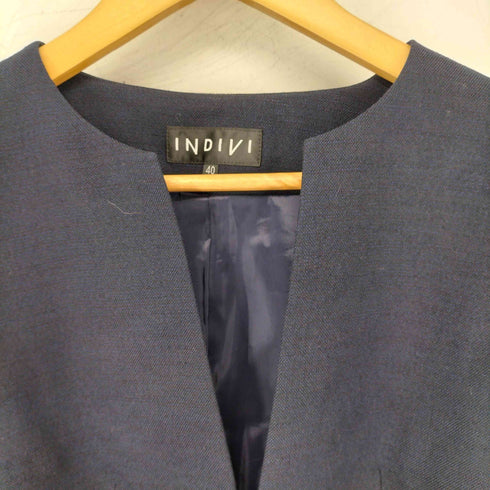 インディヴィ INDIVI ストレッチツィードノーカラージャケット レディース JPN:40