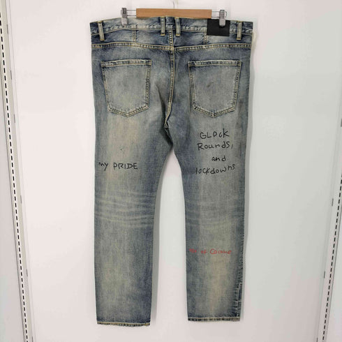 ドープ DOPE メッセージペイント ダメージ デニムパンツ メンズ 38inch