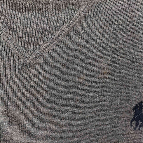ポロバイラルフローレン Polo by RALPH LAUREN ポニー刺繍 前V クルーネックコットンニット メンズ import:S