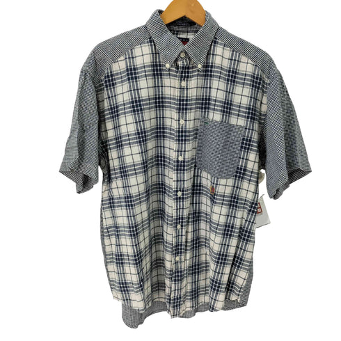 トミーヒルフィガー TOMMY HILFIGER クレイジーパターン リネンコットン s/s BDシャツ メンズ import:L