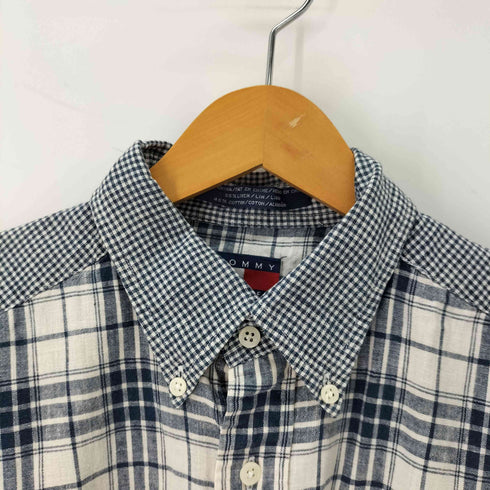 トミーヒルフィガー TOMMY HILFIGER クレイジーパターン リネンコットン s/s BDシャツ メンズ import:L