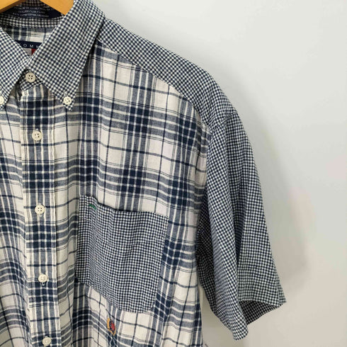 トミーヒルフィガー TOMMY HILFIGER クレイジーパターン リネンコットン s/s BDシャツ メンズ import:L