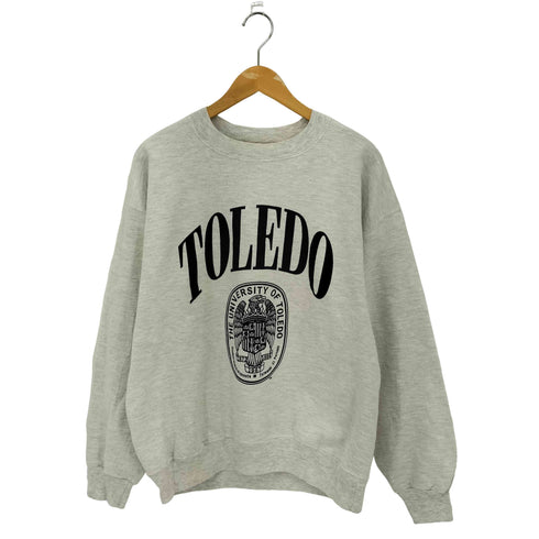 CAROLINA CONNECTION 90s USA製 TOLEDO UNIVERSITY カレッジ エンブレムロゴ クルーネック スウェット トレーナー メンズ LARGE