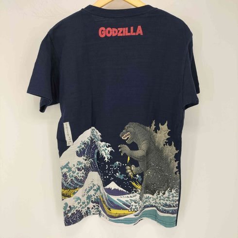 特撮プリント 怪獣 浮世絵 クルーネックTシャツ メンズ JPN:L