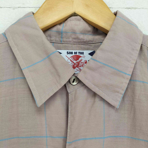 サノバチーズ SON OF THE CHEESE 20SS シルク混 チェック柄 キャッツアイボタン L/S シャツ メンズ JPN:M