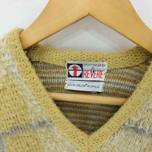 REVERE 60s モヘアライク Vネック アクリル シャギーニット セーター メンズ