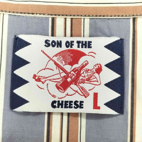 サノバチーズ SON OF THE CHEESE ストライプ S/L 開襟シャツ メンズ JPN:L