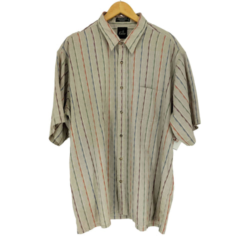 AT EASE マルチストライプコットン半袖シャツ メンズ 2XL