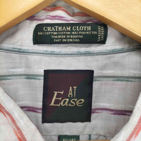 AT EASE マルチストライプコットン半袖シャツ メンズ 2XL