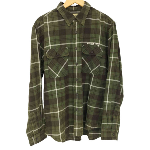 アヴィレックス AVIREX LONGSLEEVE CHECK EMB SHIRT USAF メンズ XL