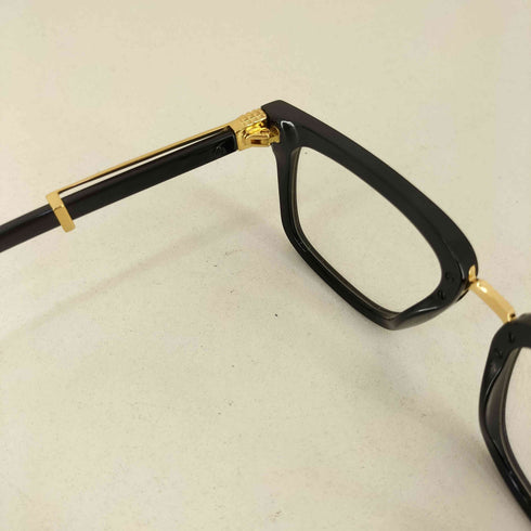 9five BISHOP Black & 24k Gold Clear Lens Glasses メンズ
