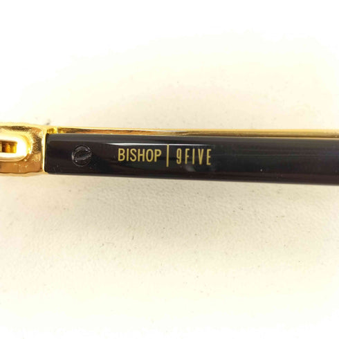 9five BISHOP Black & 24k Gold Clear Lens Glasses メンズ