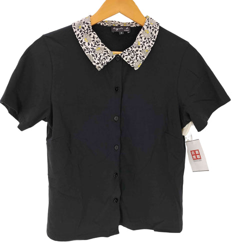 アニエスベー agnes b. 襟フラワー プリント S/S シャツ ブラウス レディース 3