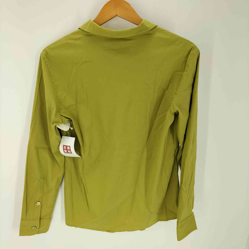 マックスマーラ MAX MARA イタリア製 白タグ 無地 L/S 開襟 オープンカラー シャツ ブラウス レディース US:6