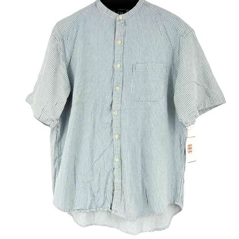 ギャップ Gap 00S ストライプ S/S バンドカラーシャツ メンズ import:L